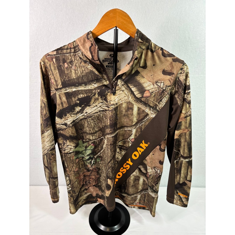 Mossy Oak Kids XL 14/16 Break-Up Infinity Camo 1/4 Zip Scent-Factor Shirt PT1067